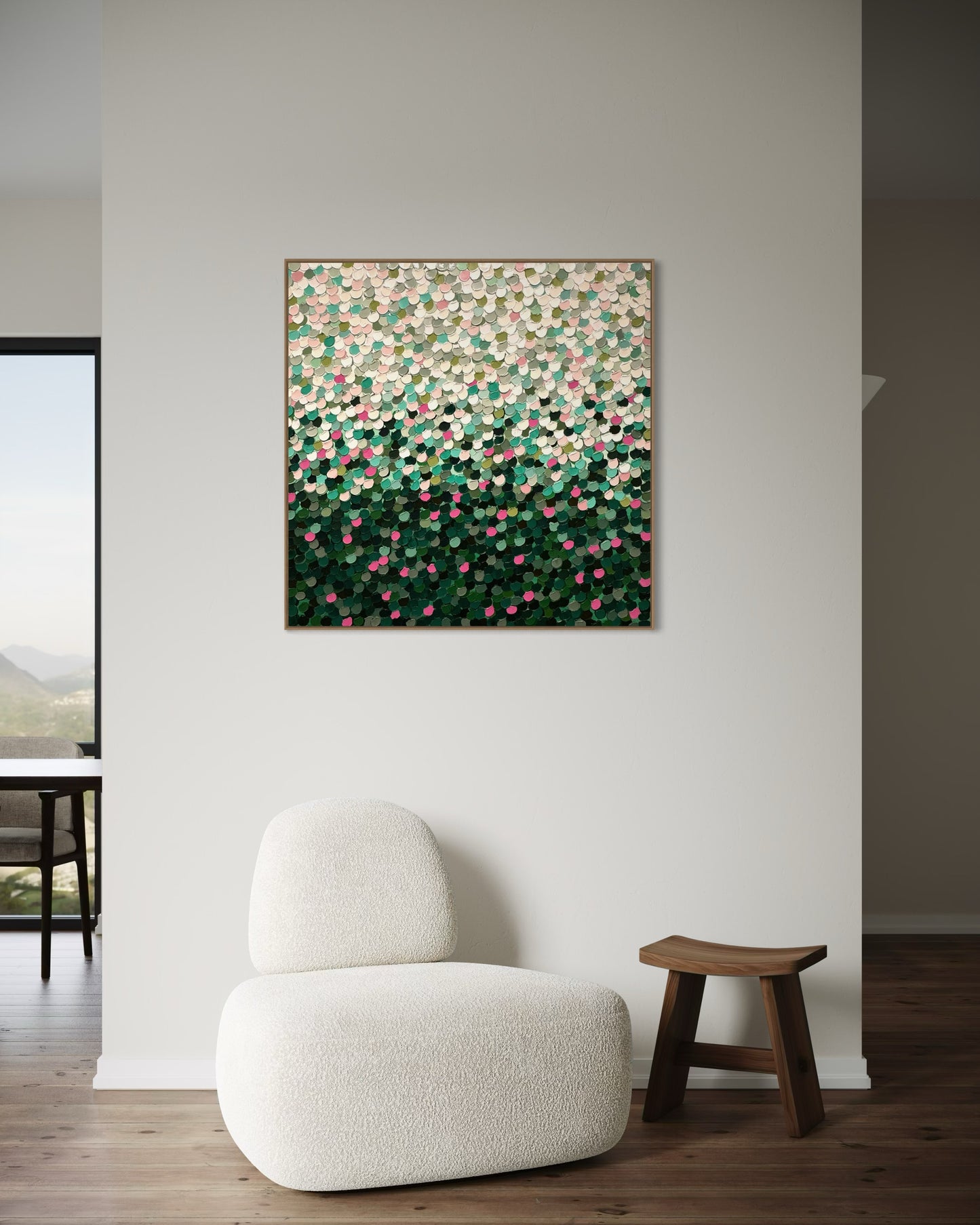 “Cherry Pebbles" - 93 x 93cm