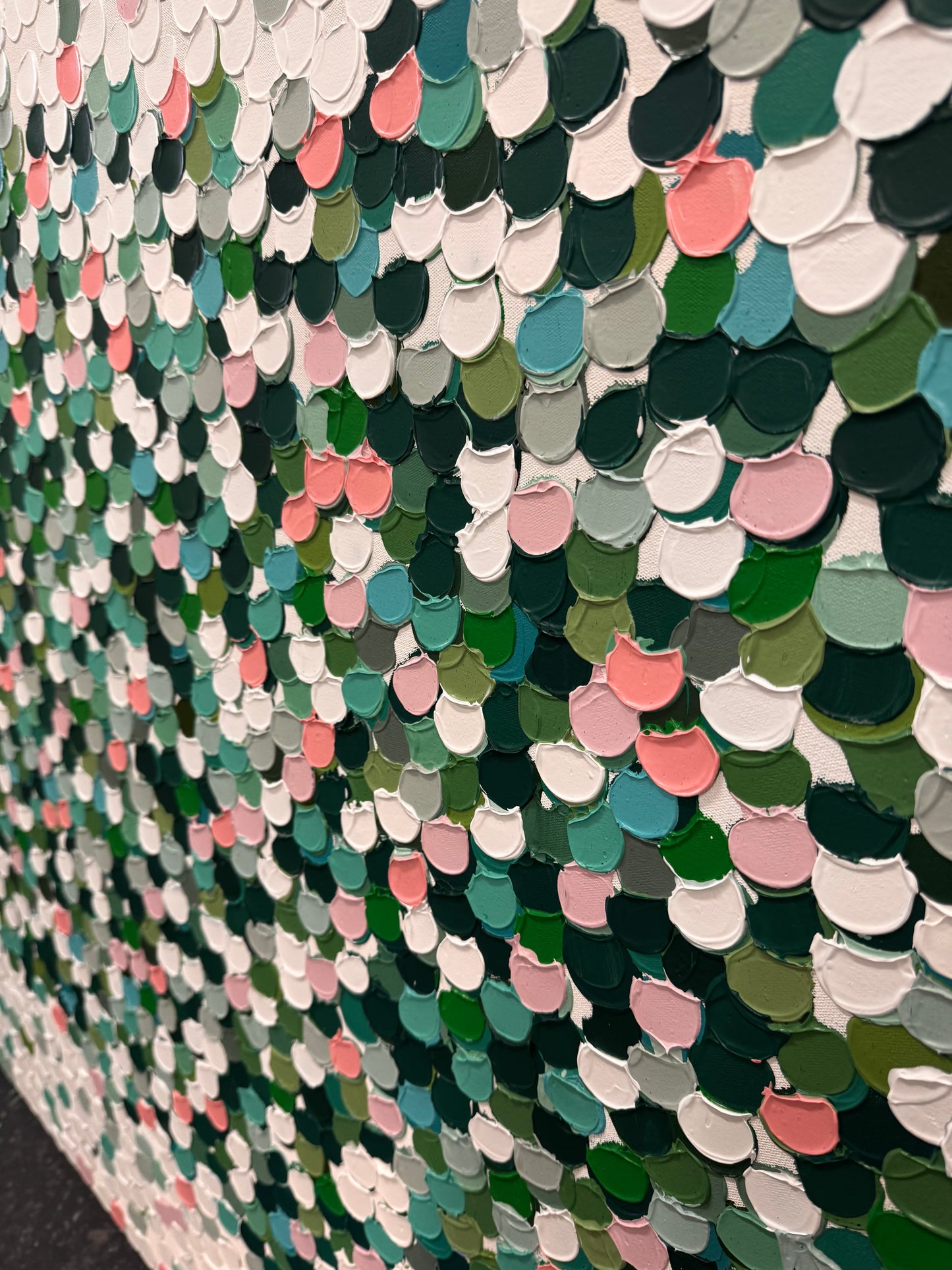 "Green and Salmon Birthstones" - 100 x 100cm