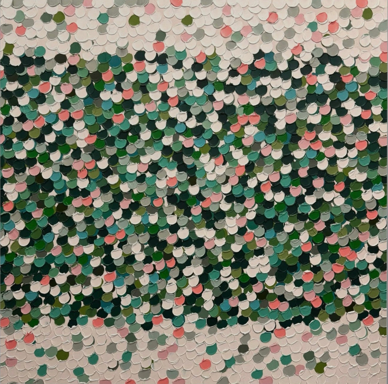 "Green and Salmon Birthstones" - 100 x 100cm