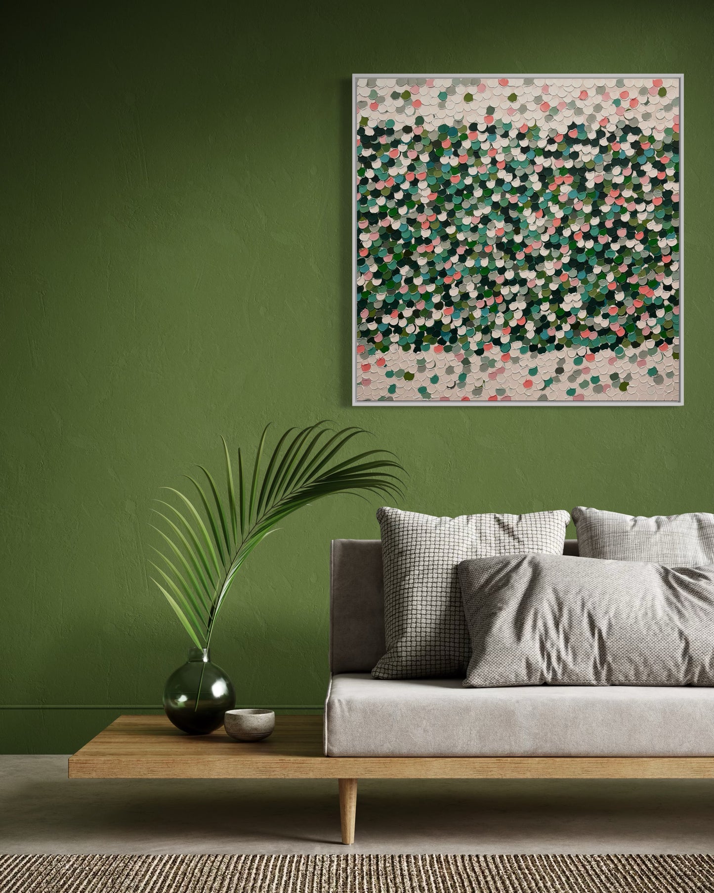 "Green and Salmon Birthstones" - 100 x 100cm