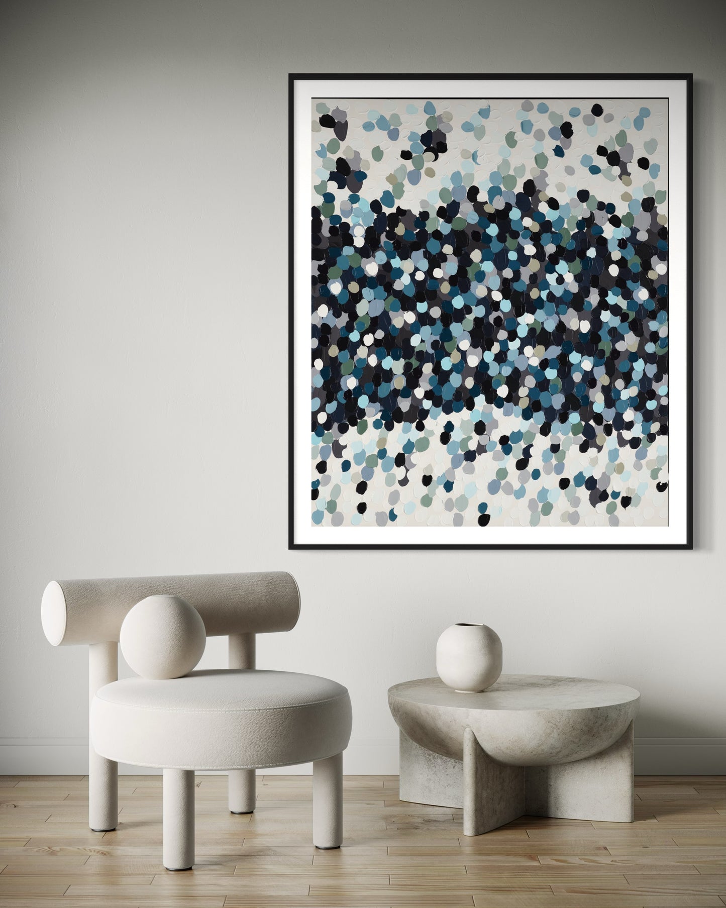 black blue and grey art print dot style