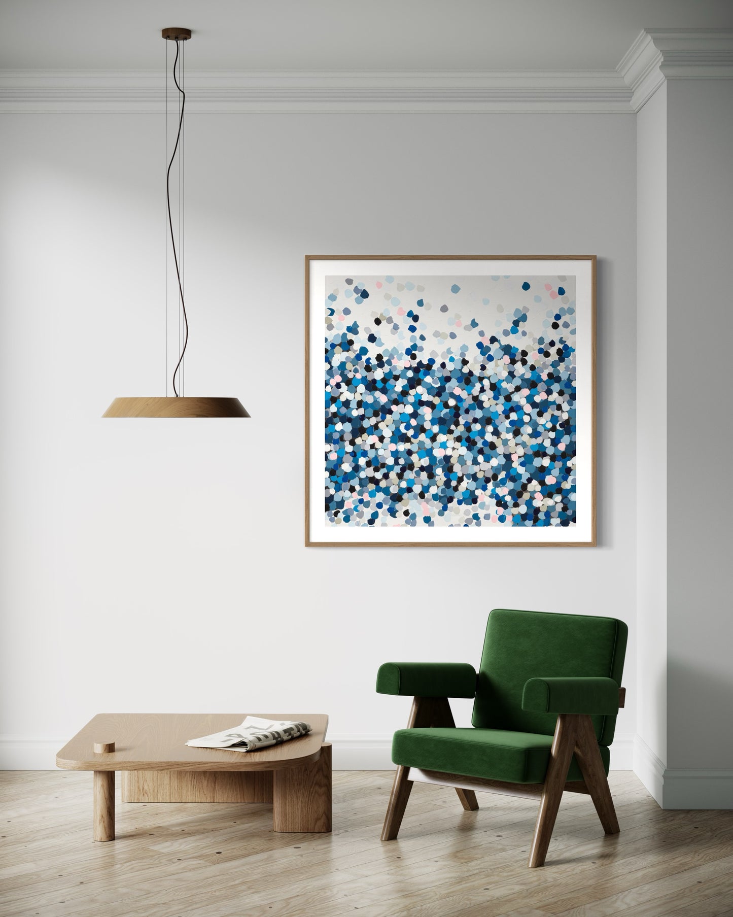 blue white and blush pink limited edition print