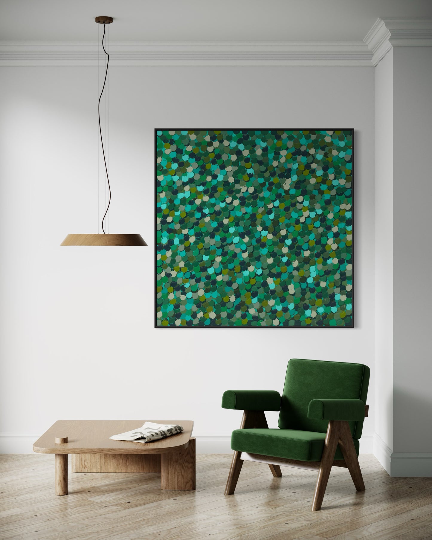 green textured abstract art with dot pattern