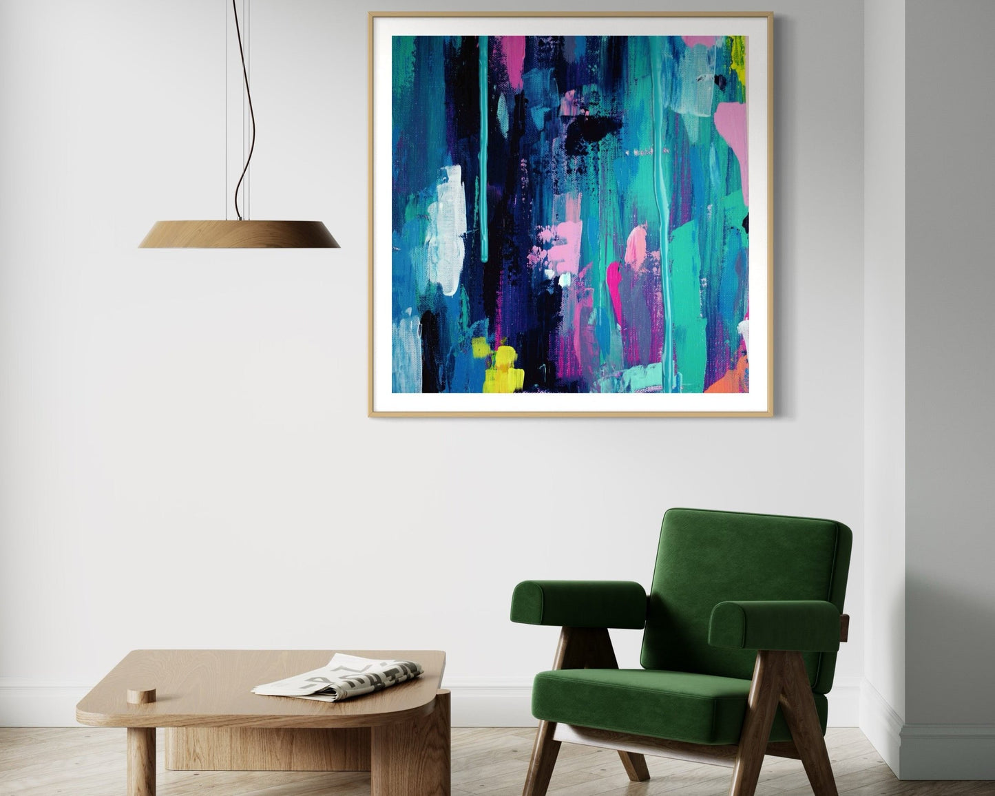 pink blue and aqua art print