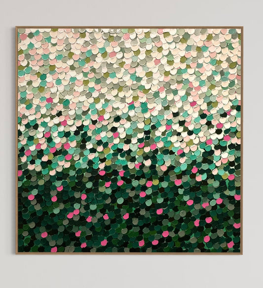 “Cherry Pebbles" - 93 x 93cm