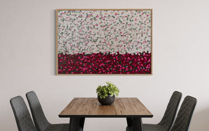“Pink and Sage Snowstorm” - 100 x 150cm