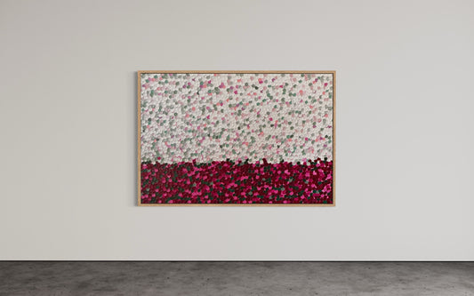 “Pink and Sage Snowstorm” - 100 x 150cm