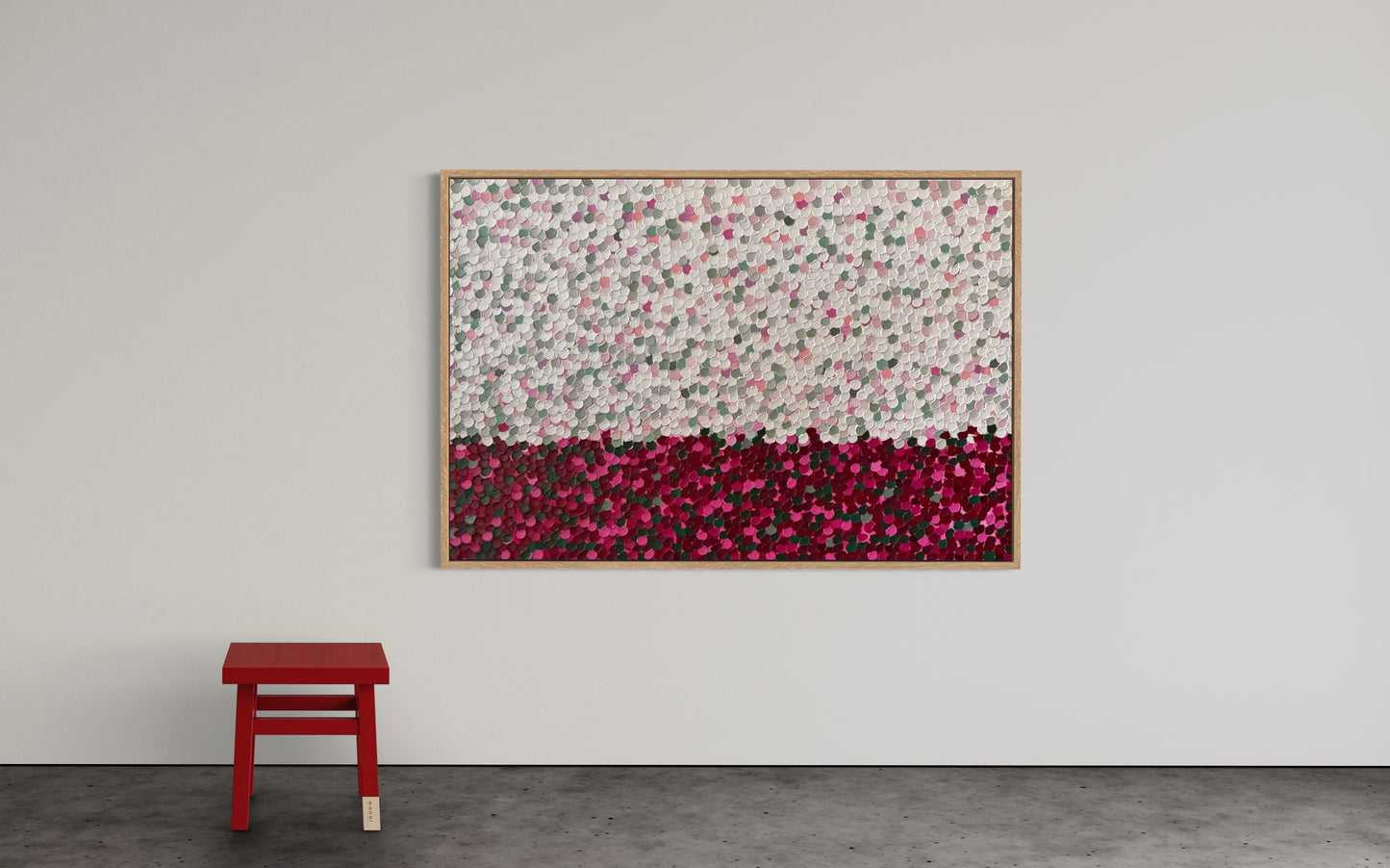 “Pink and Sage Snowstorm” - 100 x 150cm
