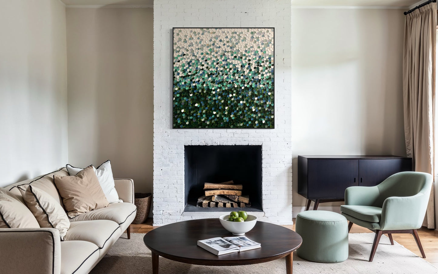 “Sage Teardrops” - 100 x 100cm