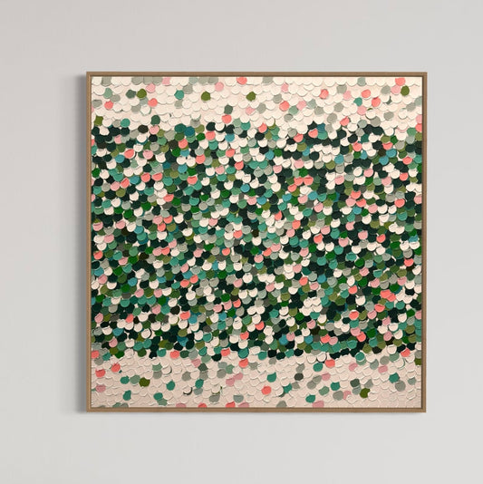"Green and Salmon Birthstones" - 100 x 100cm